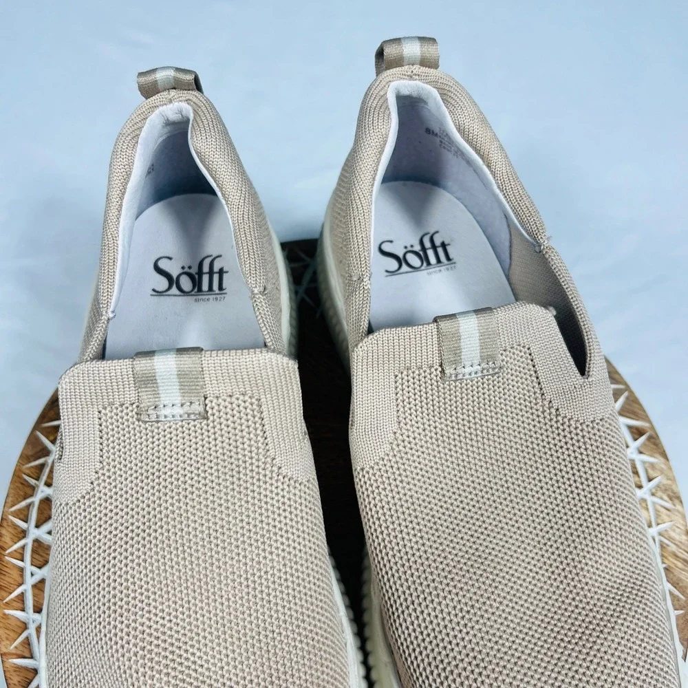 Sofft Frayda Knit Slip On Sneakers Taupe Beige Mesh Low Top Flatform Shoes 8M